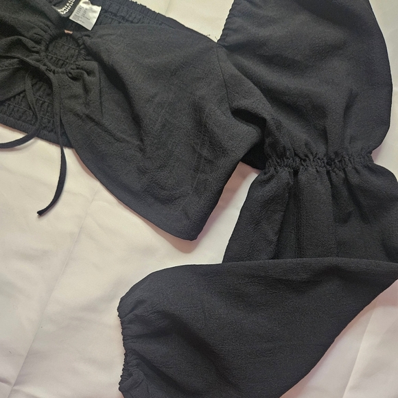 Divided Juniors Black Long Sleeve Cropped Top Size XL - Picture 7 of 11